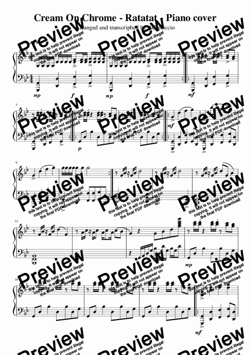 Cream On Chrome Piano Sheet Music Youtube By Acapriccio Free Download On Toneden