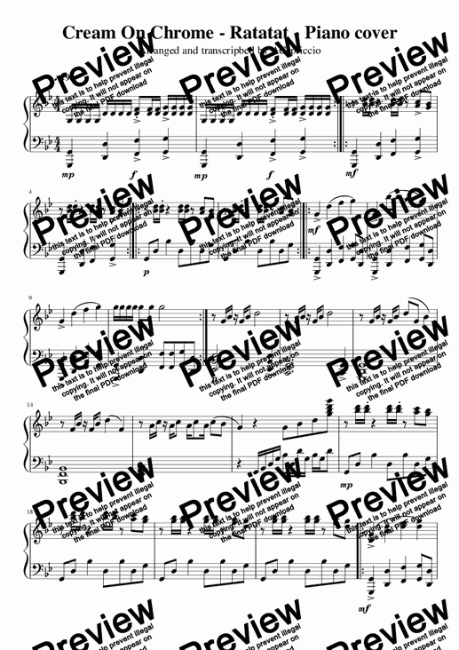 Cream On Chrome Piano Sheet Music Twitter By Acapriccio Free Download On Toneden