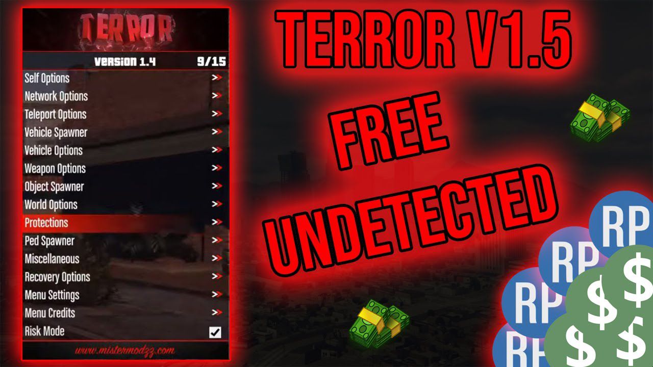 GTA 5 Online PC, TERROR 3.4 MOD MENU 1.52 - 1.53